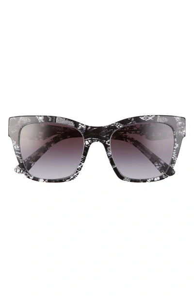 Dolce & Gabbana 53mm Gradient Cat Eye Sunglasses In Black Lace/ Grey Gradient