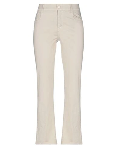 Merci .., Woman Pants Beige Size 4 Cotton, Elastane