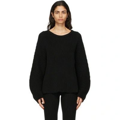 Baserange + Net Sustain Kai Ribbed Organic Cotton Sweater In Black