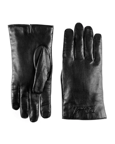 Gucci Blind For Love Embossed Nappa Lambskin Gloves In Black