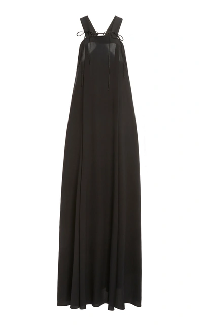 Victoria Beckham Women's Tie-detailed Draped Silk Maxi Dress In Black