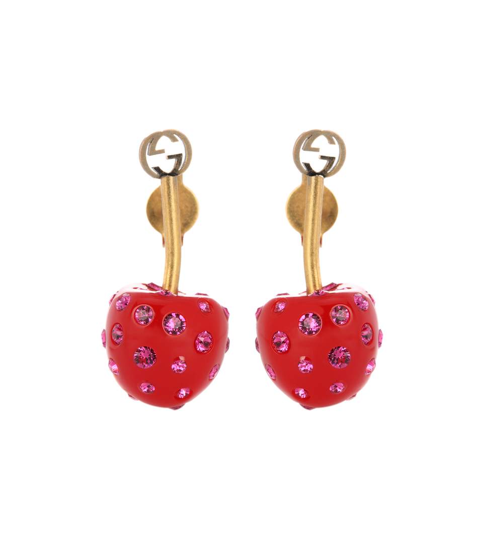 Gucci Cherry Crystal Earrings | ModeSens