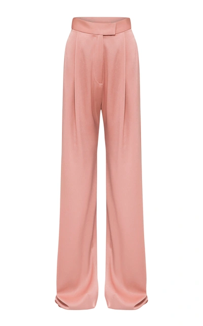 Alex Perry Women's Hartley Satin Crepe Pleated Wide-leg Trousers In Blush