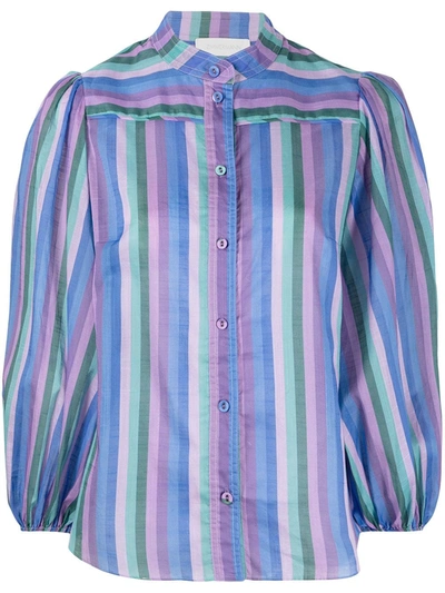 Zimmermann Poppy Stripe Blouse In Purple