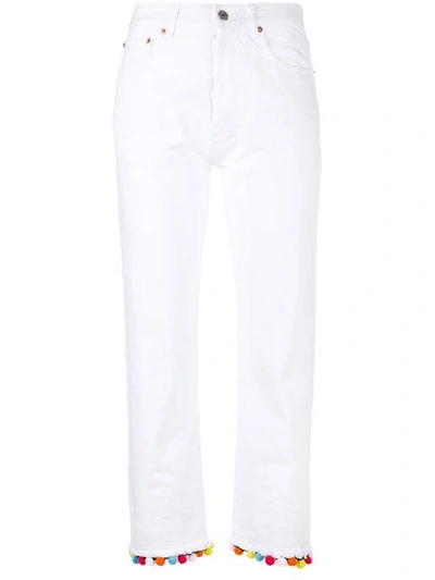 Forte Couture - Pom Pom Trim Jeans  In White