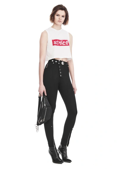 Alexander Wang Crewneck Crop Top With Strict Patch In Butter