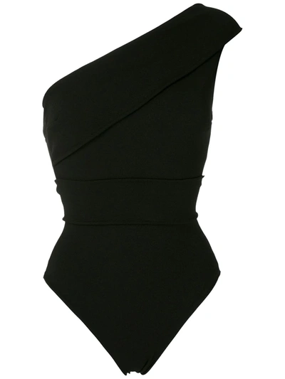 Haight Crepe Maria Asymmetric One Piece Swimsuit In Black