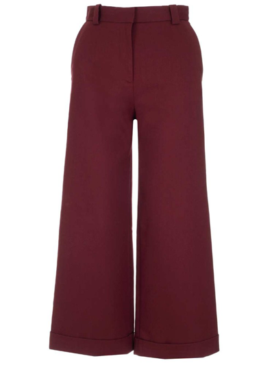 See By Chloé Cropped Cotton-blend Wide-leg Trousers In Red