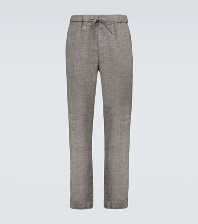 Frescobol Carioca Oscar Linen-blend Chino Pants In Grey