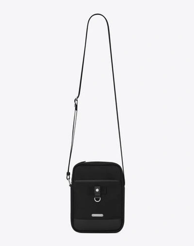 Saint Laurent Rivington Pouch In Black Nylon Canvas And Black Leather