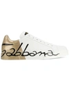 Dolce & Gabbana Portofino Sneakers In Leather And Patent In White