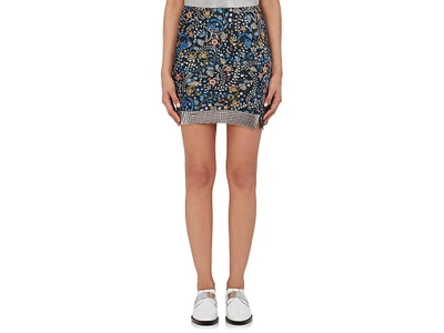 Paco Rabanne Chain-mail & Floral Silk Miniskirt In 959 - Liberty