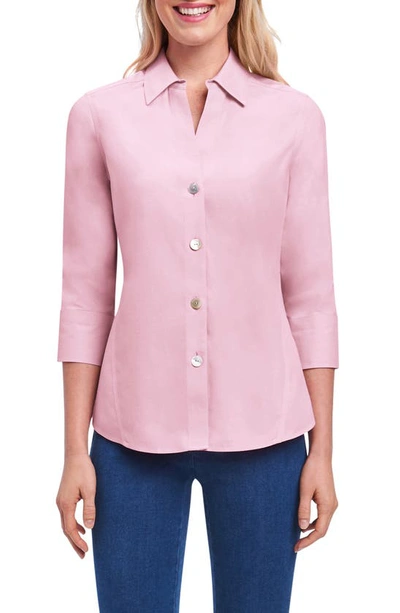 Foxcroft Paityn Non-iron Cotton Shirt In Chambray Pink