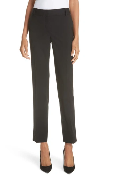Theory Straight Leg Stretch Wool Trousers In Black