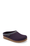 Haflinger Grizzly Clog Slipper In Eggplant Wool