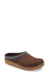 Haflinger Grizzly Clog Slipper In Chocolate Wool
