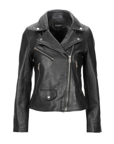 Bolongaro Trevor Savanna Leather Biker Jacket In Metalic Silver In Black