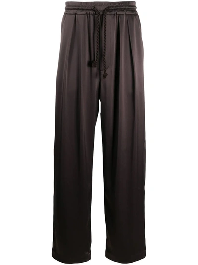 Nanushka Jiro Satin Pyjama Style Trousers In Brown