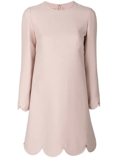 Valentino Wool And Silk Long-sleeved Dress In Pink