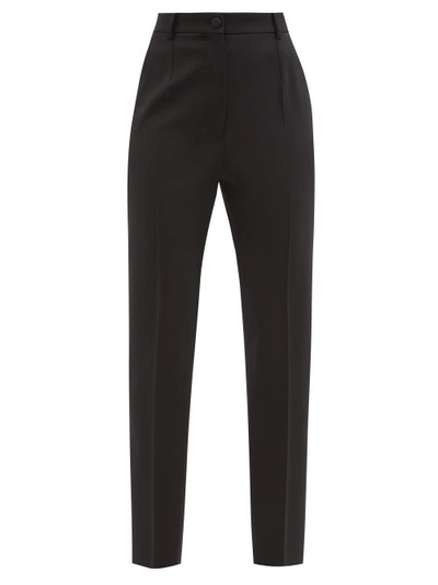 Dolce & Gabbana High-rise Wool-blend Straight-leg Trousers In Black
