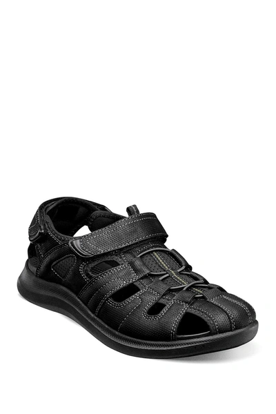 Nunn Bush Rio Vista Mens Faux Leather Lightweight Fisherman Sandals In Black