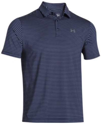 Under Armour Men's Playoff Performance Striped Golf Polo In Navy