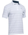 Under Armour Men's Playoff Performance Striped Golf Polo In White/ Academy/ Steel