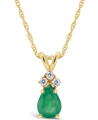 Macy's Sapphire (7/8 Ct. T.w.) And Diamond Accent Pendant Necklace In 14k Yellow Gold (also In Ruby & Emera In Emerald