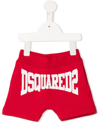 Dsquared2 Babies' Logo-print Track Shorts In Red