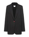 Merci .., Woman Suit Jacket Black Size 10 Cotton, Nylon, Elastane