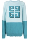 Givenchy Logo Knit Cashmere Crewneck Sweater In Blue