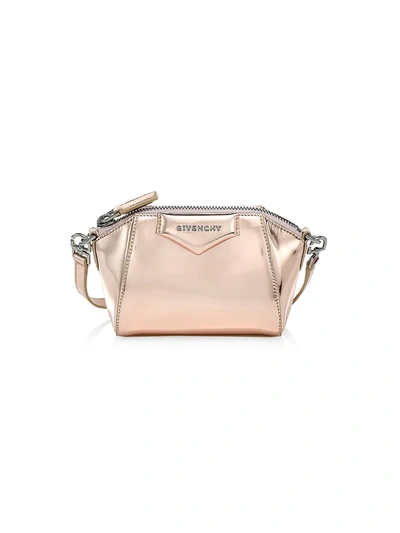 Givenchy Nano Antigona Metallic Leather Crossbody Bag In Light Pink
