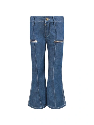 Chloé Kids' Blue Denim Flared Jeans For Girl
