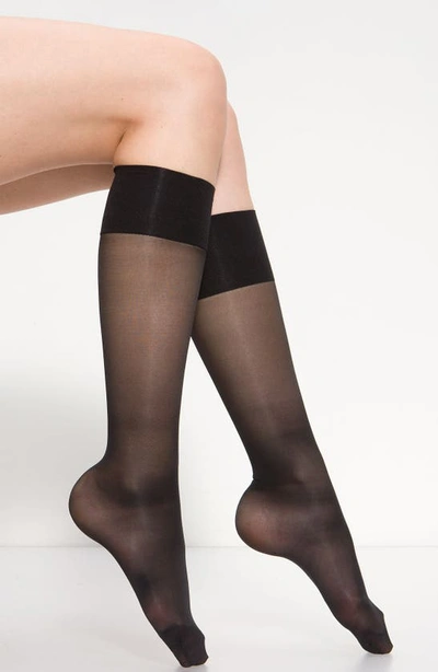 Oroblu Mi-bas Repos 70 Sheer Support Knee Highs In Black