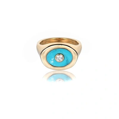 Ali Grace Jewelry Turquoise, Gold & Diamond Signet Ring