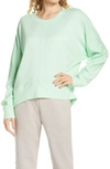 Zella Carey Crew High/low Sweatshirt In Green Ash