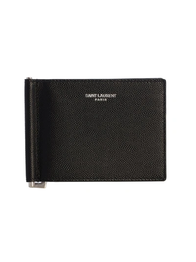 Saint Laurent Ysl Leather Wallet In Black
