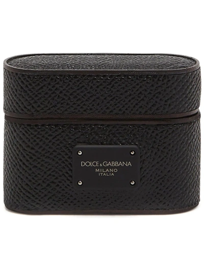Dolce & Gabbana Logo Plaque Leather Airpods Pro Case In Black | ModeSens