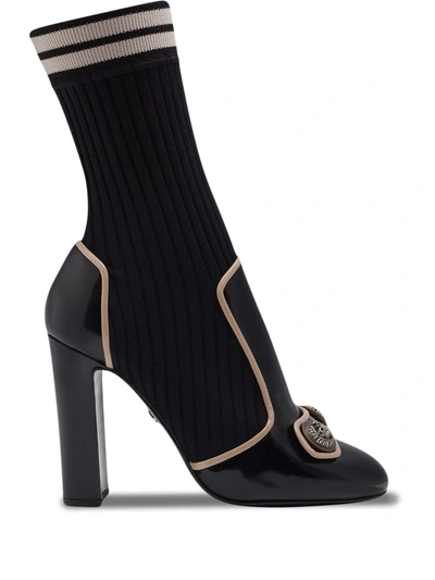 Dolce & Gabbana Knit Socks Ankle Boots In Black