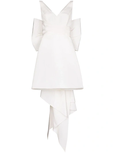 Carolina Herrera White Back Bow Silk Mini Dress