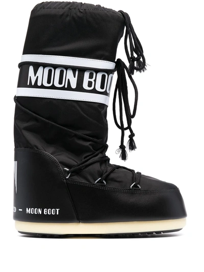 Moon Boot Logo Waterproof Nylon Snow Boots In Nero | ModeSens