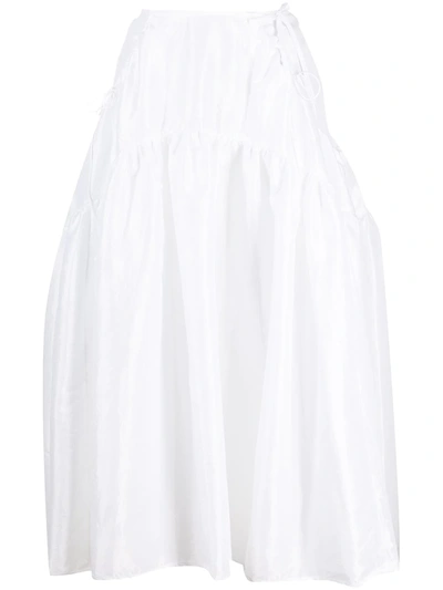 Cecilie Bahnsen Tiered Faille Midi Skirt In White