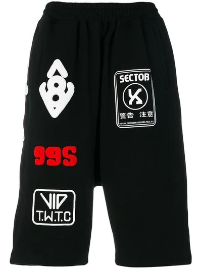 Ktz Men's Black Patches Shorts