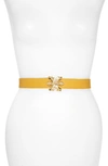 Raina Double Bee Clasp Leather Belt In Yellow