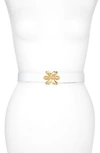 Raina Double Bee Clasp Leather Belt In White