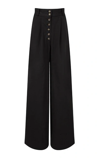 Matthew Bruch Women's Cotton Twill Wide-leg Pants In Black