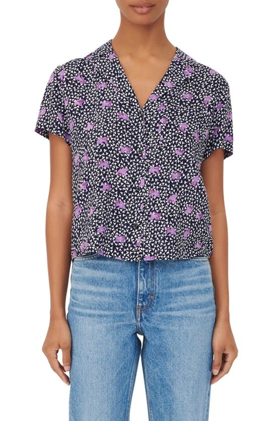 Maje Floral Print Camp Shirt In Multicolor