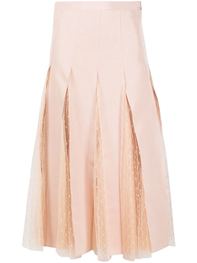 Red Valentino Midi Skirt In Grosgrain And Tulle In Pink