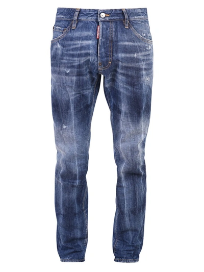 Dsquared2 Whiskering Effect Jeans In Blue