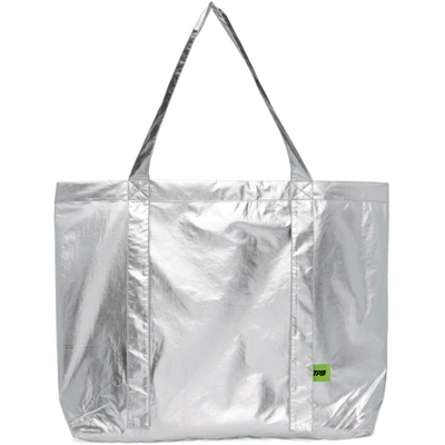 Pushbutton Silver Metallic Bag
